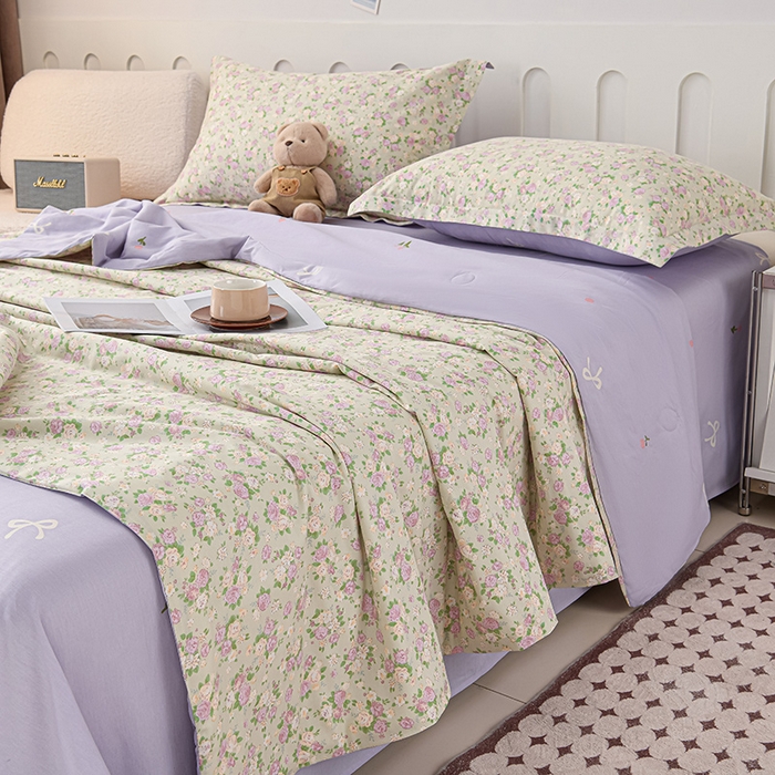 91家纺网 家纺一手货源 找家纺 绘萱家居 2025新款 100%全棉纯棉印花夏被四件套【 花型持续更新】 X点点繁花