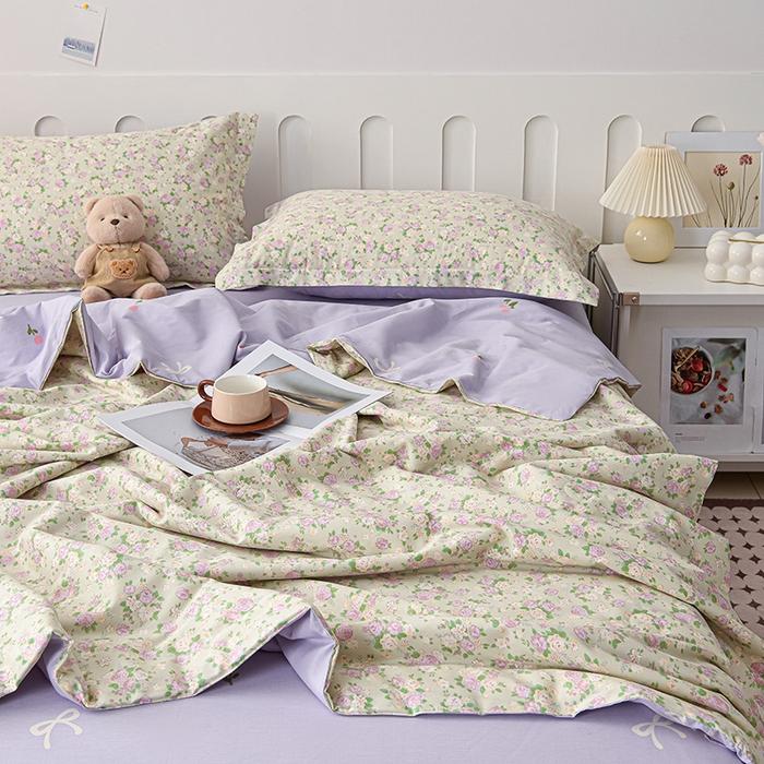 91家纺网 家纺一手货源 找家纺 绘萱家居 2025新款 100%全棉纯棉印花夏被四件套【 花型持续更新】 X点点繁花