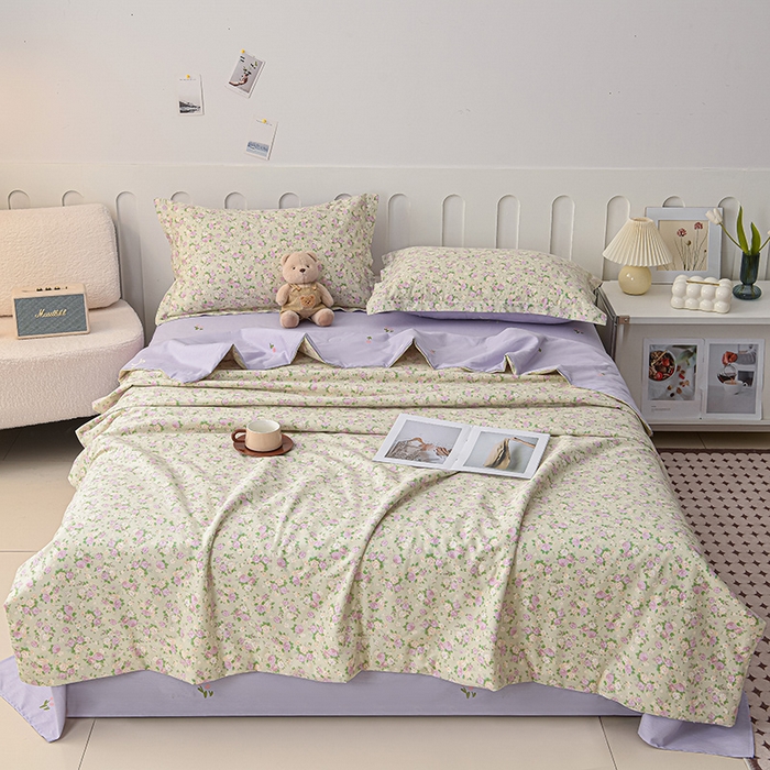 91家纺网 家纺一手货源 找家纺 绘萱家居 2025新款 100%全棉纯棉印花夏被四件套【 花型持续更新】 X点点繁花