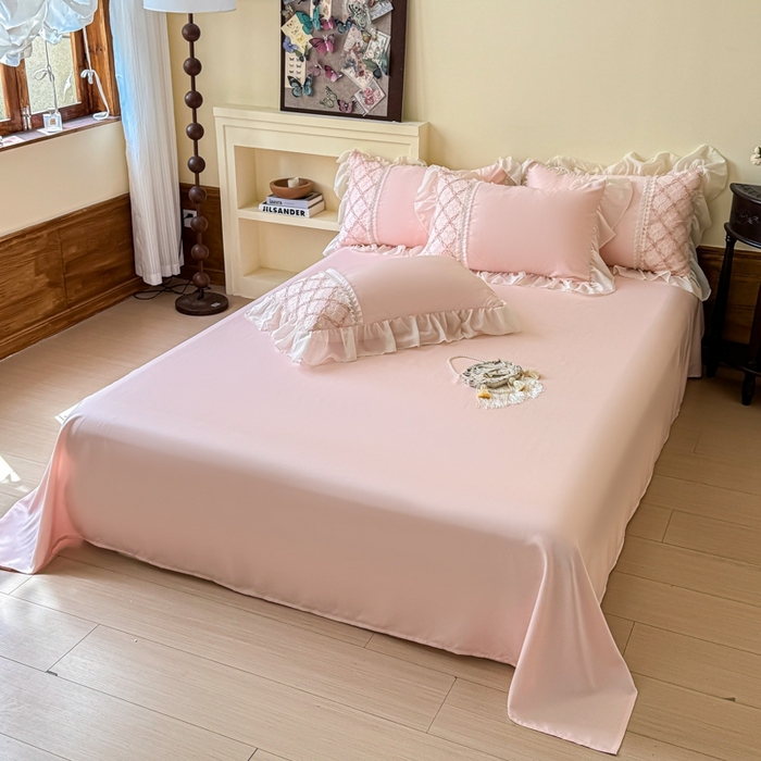 91家纺网 家纺一手货源 找家纺 （总）凯美家居 2025新款水洗真丝蕾丝刺绣四件套