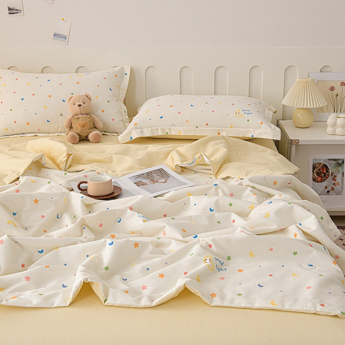 91家纺网 家纺一手货源 找家纺 绘萱家居 2025新款 100%全棉纯棉印花夏被四件套【 花型持续更新】 X繁星