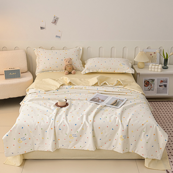 91家纺网 家纺一手货源 找家纺 绘萱家居 2025新款 100%全棉纯棉印花夏被四件套【 花型持续更新】 X繁星