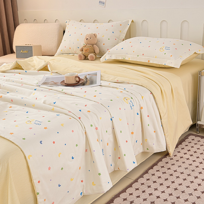 91家纺网 家纺一手货源 找家纺 绘萱家居 2025新款 100%全棉纯棉印花夏被四件套【 花型持续更新】 X繁星