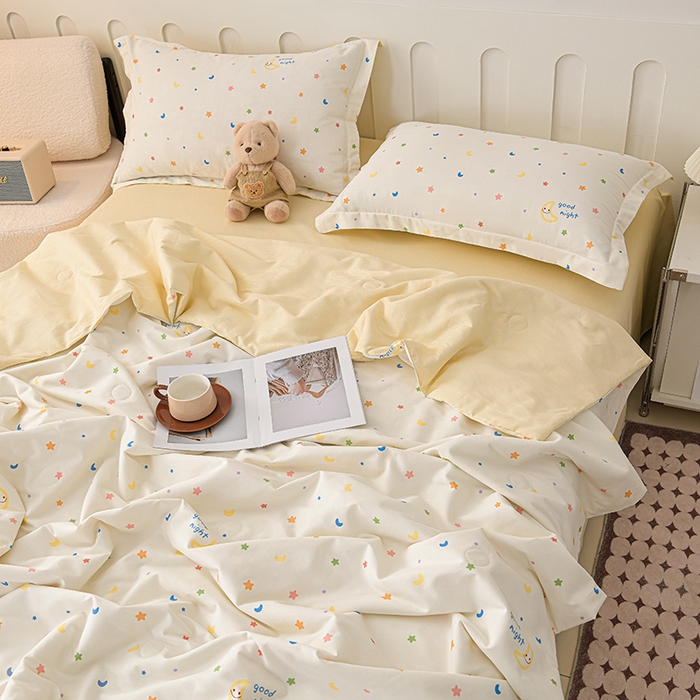 91家纺网 家纺一手货源 找家纺 绘萱家居 2025新款 100%全棉纯棉印花夏被四件套【 花型持续更新】 X繁星