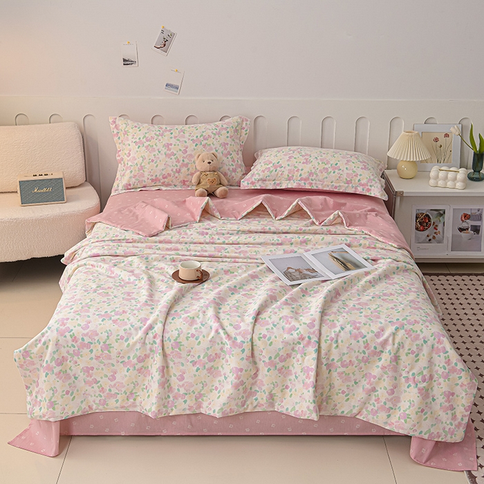 91家纺网 家纺一手货源 找家纺 绘萱家居 2025新款 100%全棉纯棉印花夏被四件套【 花型持续更新】 X花夏