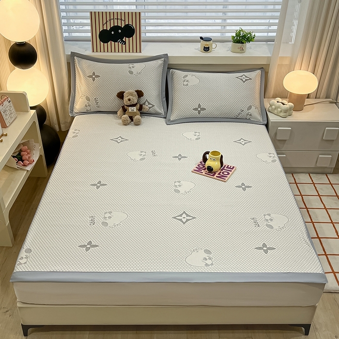 91家纺网 家纺一手货源 找家纺 佰亿莱 2025春夏新款卡皮巴拉豆豆凉席席子 卡皮巴拉-灰色 床席