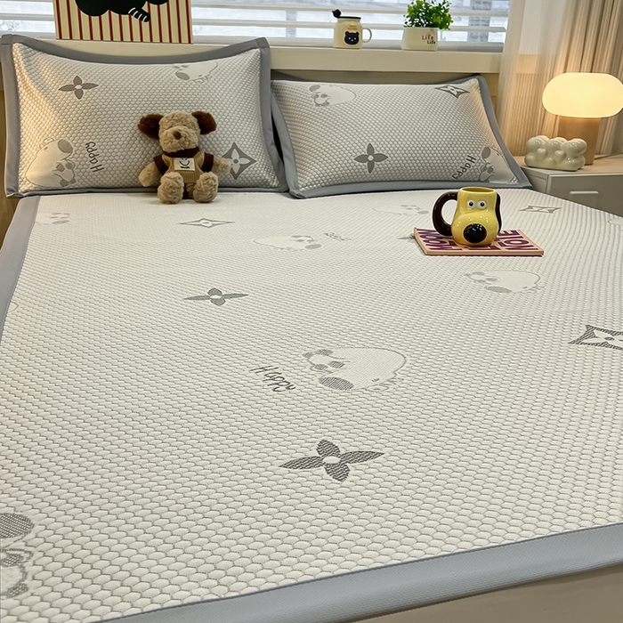 91家纺网 家纺一手货源 找家纺 佰亿莱 2025春夏新款卡皮巴拉豆豆凉席席子 卡皮巴拉-灰色 床席