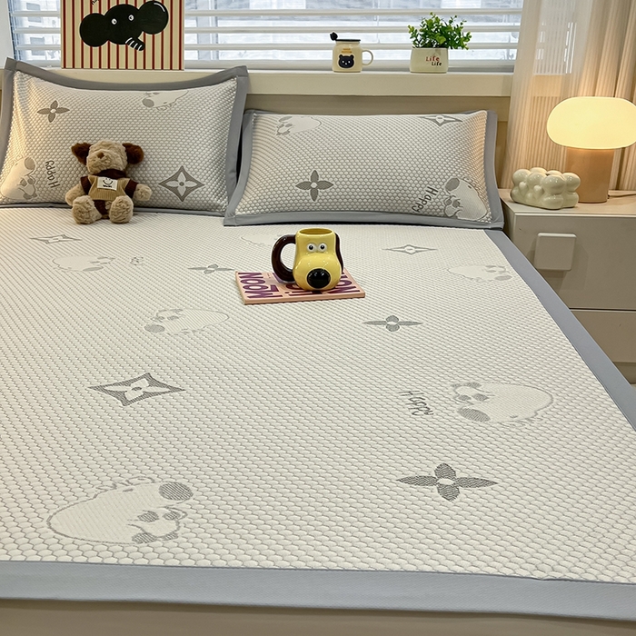 91家纺网 家纺一手货源 找家纺 佰亿莱 2025春夏新款卡皮巴拉豆豆凉席席子 卡皮巴拉-灰色 床席