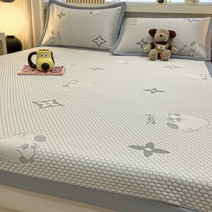 91家纺网 家纺一手货源 找家纺 佰亿莱 2025春夏新款卡皮巴拉豆豆凉席席子 卡皮巴拉-灰色 床席