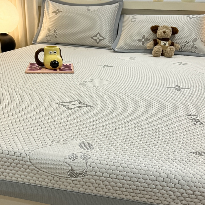 91家纺网 家纺一手货源 找家纺 佰亿莱 2025春夏新款卡皮巴拉豆豆凉席席子 卡皮巴拉-灰色 床席