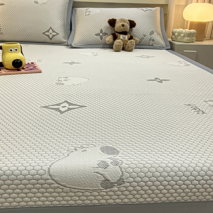 91家纺网 家纺一手货源 找家纺 佰亿莱 2025春夏新款卡皮巴拉豆豆凉席席子 卡皮巴拉-灰色 床席