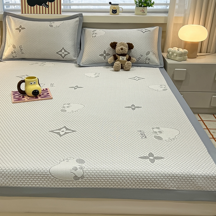 91家纺网 家纺一手货源 找家纺 佰亿莱 2025春夏新款卡皮巴拉豆豆凉席席子 卡皮巴拉-灰色 床席