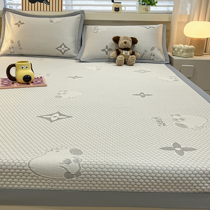 91家纺网 家纺一手货源 找家纺 佰亿莱 2025春夏新款卡皮巴拉豆豆凉席席子 卡皮巴拉-灰色 床席