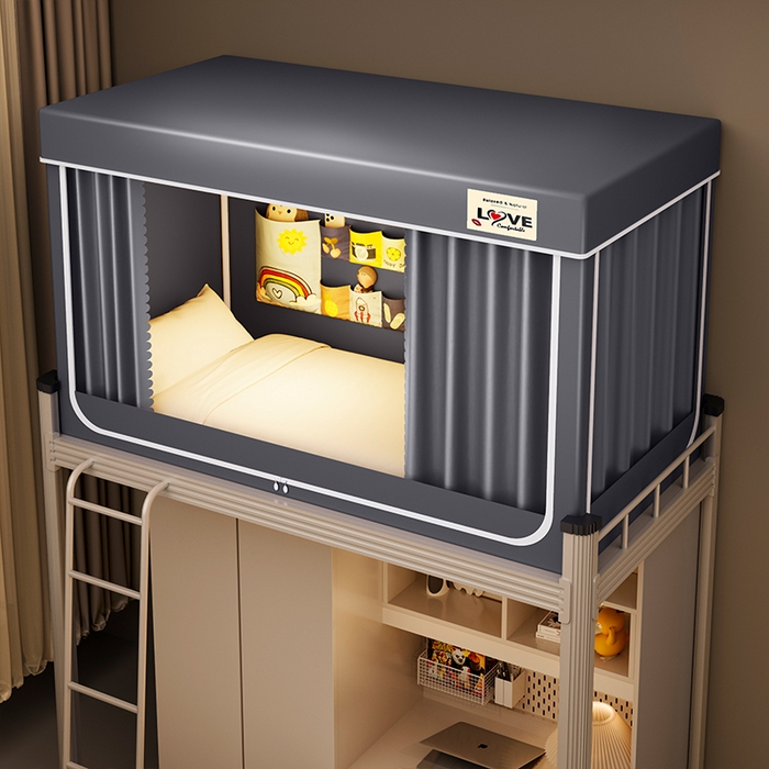 91家纺网 家纺一手货源 找家纺 宜品雅 2025新款学生款宿舍遮光蚊帐 深空灰