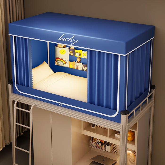 91家纺网 家纺一手货源 找家纺 宜品雅 2025新款学生款宿舍遮光蚊帐 天空蓝