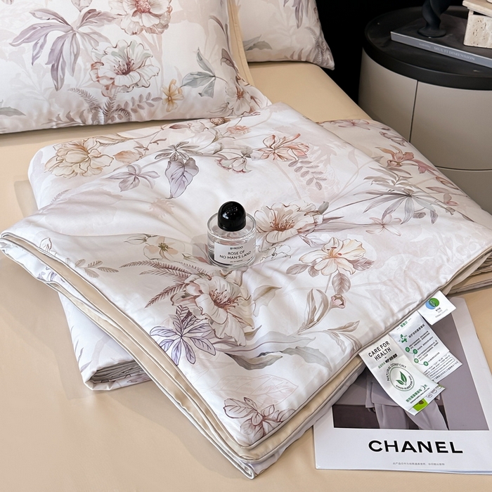 91家纺网 家纺一手货源 找家纺 （总）慕晨 2025新款莱赛尔天丝数码印花四件套莱赛尔夏被四件套天丝夏凉被直播热款夏被被子被芯