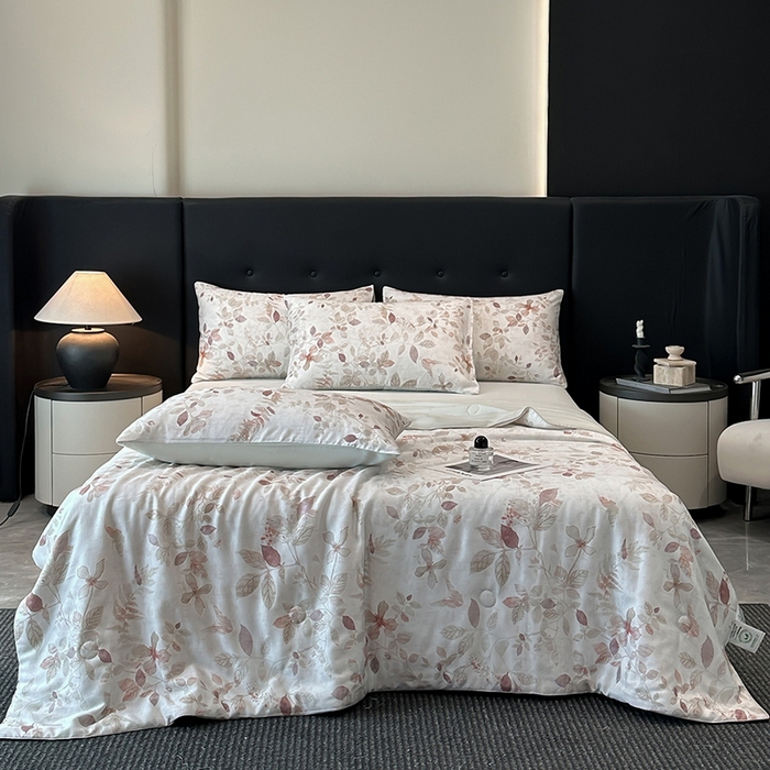91家纺网 家纺一手货源 找家纺 （总）慕晨 2025新款莱赛尔天丝数码印花四件套莱赛尔夏被四件套天丝夏凉被直播热款夏被被子被芯