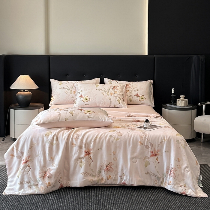 91家纺网 家纺一手货源 找家纺 （总）慕晨 2025新款莱赛尔天丝数码印花四件套莱赛尔夏被四件套天丝夏凉被直播热款夏被被子被芯