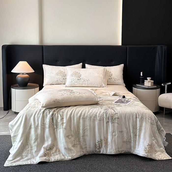 91家纺网 家纺一手货源 找家纺 （总）慕晨 2025新款莱赛尔天丝数码印花四件套莱赛尔夏被四件套天丝夏凉被直播热款夏被被子被芯