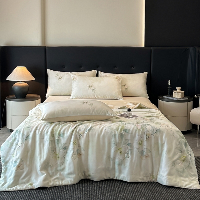 91家纺网 家纺一手货源 找家纺 （总）慕晨 2025新款莱赛尔天丝数码印花四件套莱赛尔夏被四件套天丝夏凉被直播热款夏被被子被芯