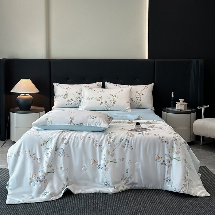 91家纺网 家纺一手货源 找家纺 （总）慕晨 2025新款莱赛尔天丝数码印花四件套莱赛尔夏被四件套天丝夏凉被直播热款夏被被子被芯