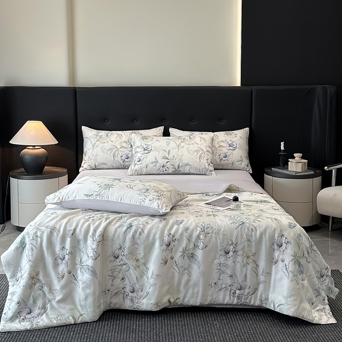 91家纺网 家纺一手货源 找家纺 （总）慕晨 2025新款莱赛尔天丝数码印花四件套莱赛尔夏被四件套天丝夏凉被直播热款夏被被子被芯