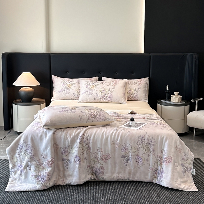 91家纺网 家纺一手货源 找家纺 （总）慕晨 2025新款莱赛尔天丝数码印花四件套莱赛尔夏被四件套天丝夏凉被直播热款夏被被子被芯