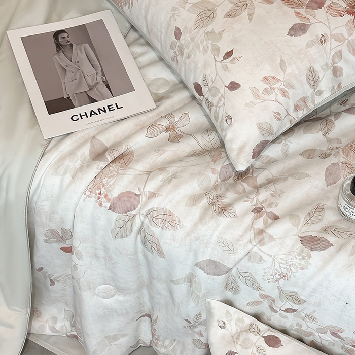 91家纺网 家纺一手货源 找家纺 慕晨 2025新款莱赛尔天丝数码印花四件套莱赛尔夏被四件套天丝夏凉被直播热款夏被被子被芯 藏幽 绿