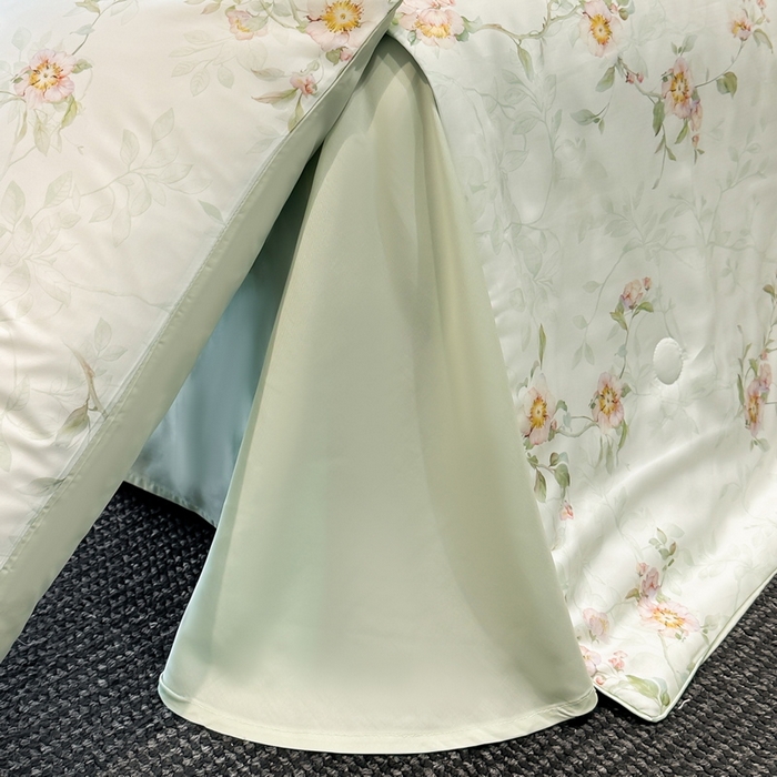 91家纺网 家纺一手货源 找家纺 慕晨 2025新款莱赛尔天丝数码印花四件套莱赛尔夏被四件套天丝夏凉被直播热款夏被被子被芯 花漾 绿