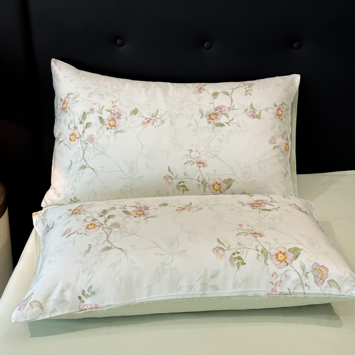 91家纺网 家纺一手货源 找家纺 慕晨 2025新款莱赛尔天丝数码印花四件套莱赛尔夏被四件套天丝夏凉被直播热款夏被被子被芯 花漾 绿