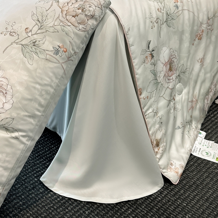 91家纺网 家纺一手货源 找家纺 慕晨 2025新款莱赛尔天丝数码印花四件套莱赛尔夏被四件套天丝夏凉被直播热款夏被被子被芯 锦兮 绿