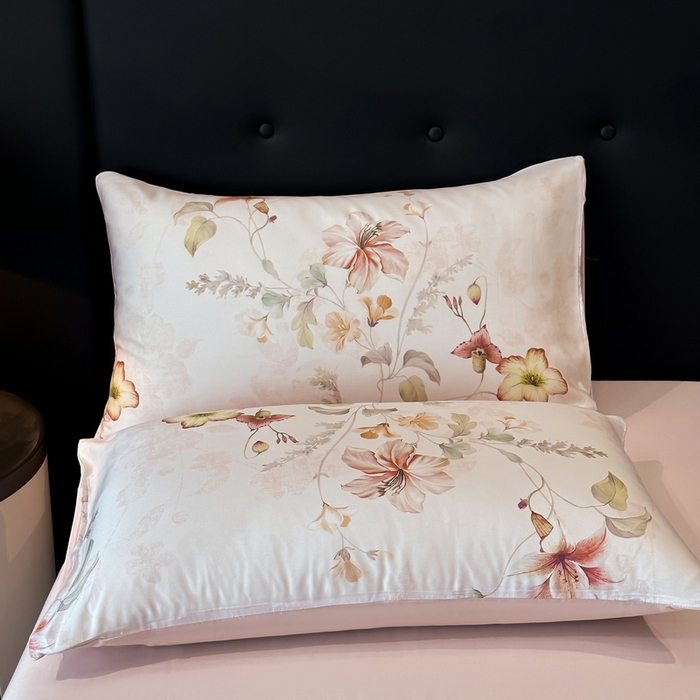 91家纺网 家纺一手货源 找家纺 慕晨 2025新款莱赛尔天丝数码印花四件套莱赛尔夏被四件套天丝夏凉被直播热款夏被被子被芯 嫚熙 粉