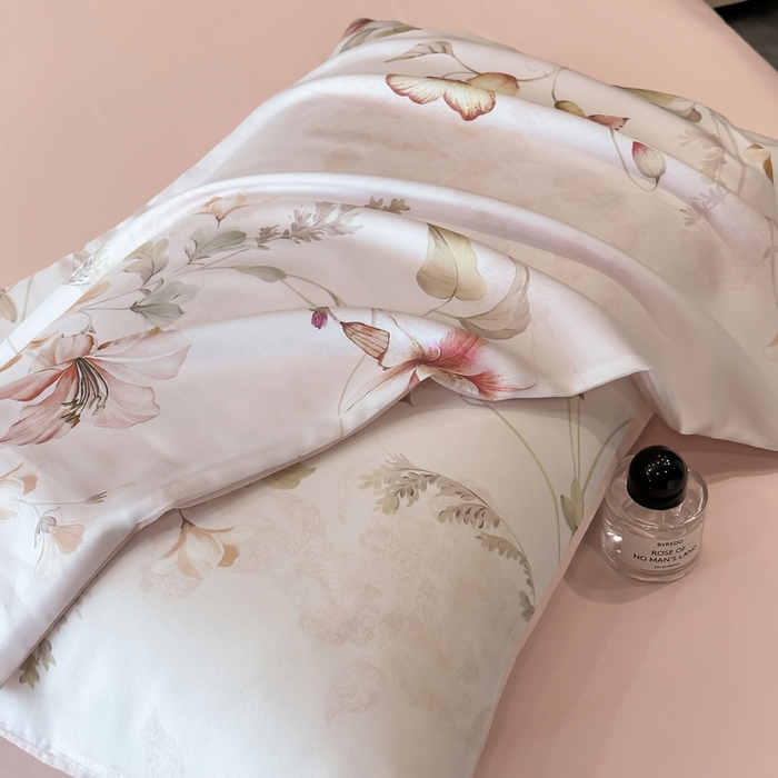 91家纺网 家纺一手货源 找家纺 慕晨 2025新款莱赛尔天丝数码印花四件套莱赛尔夏被四件套天丝夏凉被直播热款夏被被子被芯 嫚熙 粉