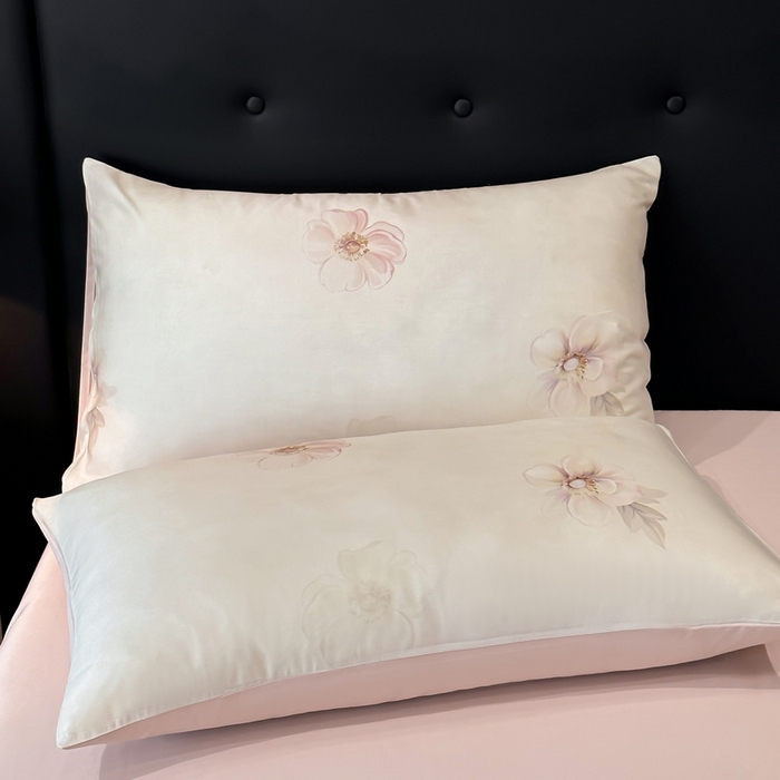 91家纺网 家纺一手货源 找家纺 慕晨 2025新款莱赛尔天丝数码印花四件套莱赛尔夏被四件套天丝夏凉被直播热款夏被被子被芯 栖然 粉