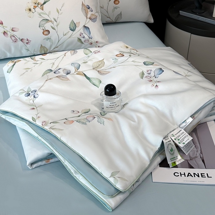 91家纺网 家纺一手货源 找家纺 慕晨 2025新款莱赛尔天丝数码印花四件套莱赛尔夏被四件套天丝夏凉被直播热款夏被被子被芯 阡陌