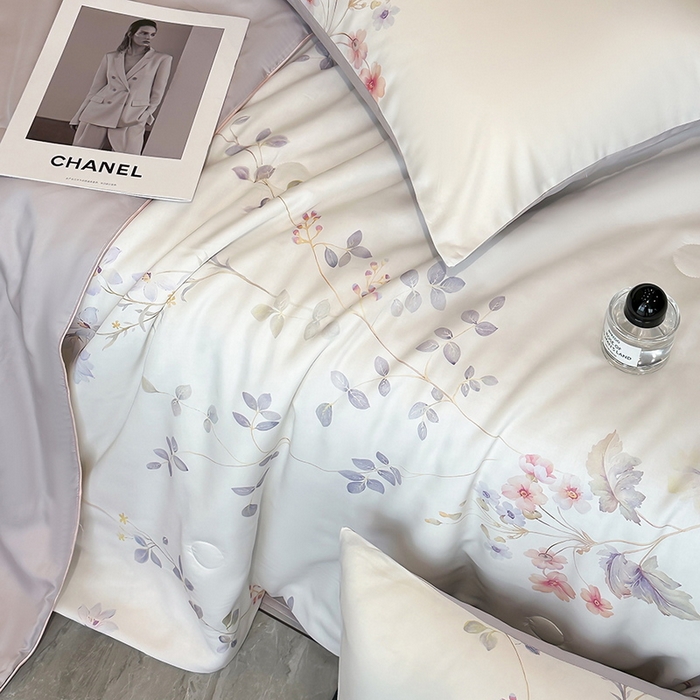 91家纺网 家纺一手货源 找家纺 慕晨 2025新款莱赛尔天丝数码印花四件套莱赛尔夏被四件套天丝夏凉被直播热款夏被被子被芯 星逸