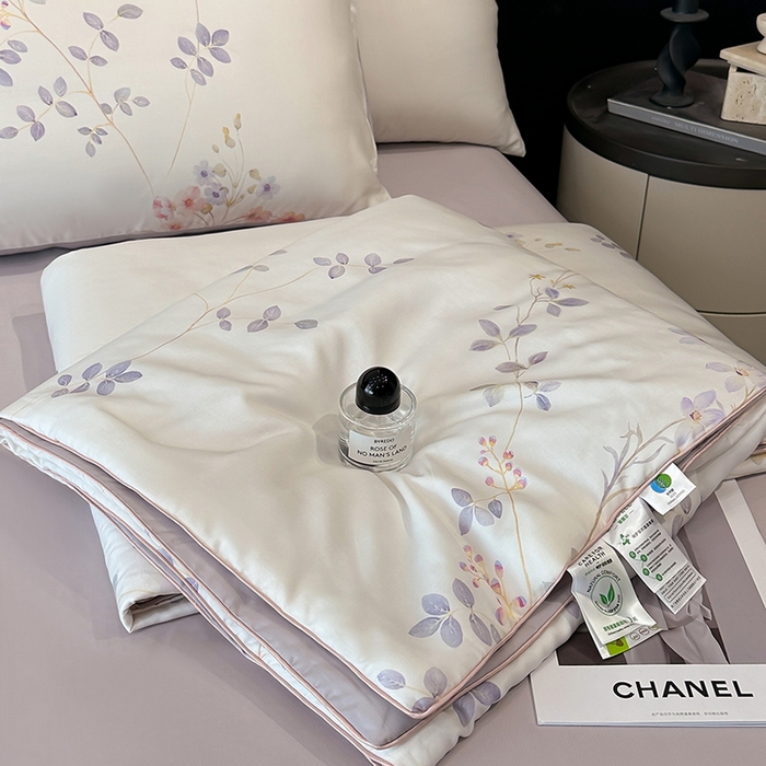 91家纺网 家纺一手货源 找家纺 慕晨 2025新款莱赛尔天丝数码印花四件套莱赛尔夏被四件套天丝夏凉被直播热款夏被被子被芯 星逸