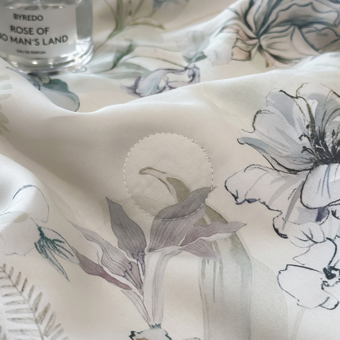 91家纺网 家纺一手货源 找家纺 慕晨 2025新款莱赛尔天丝数码印花四件套莱赛尔夏被四件套天丝夏凉被直播热款夏被被子被芯 寻光 浅绿