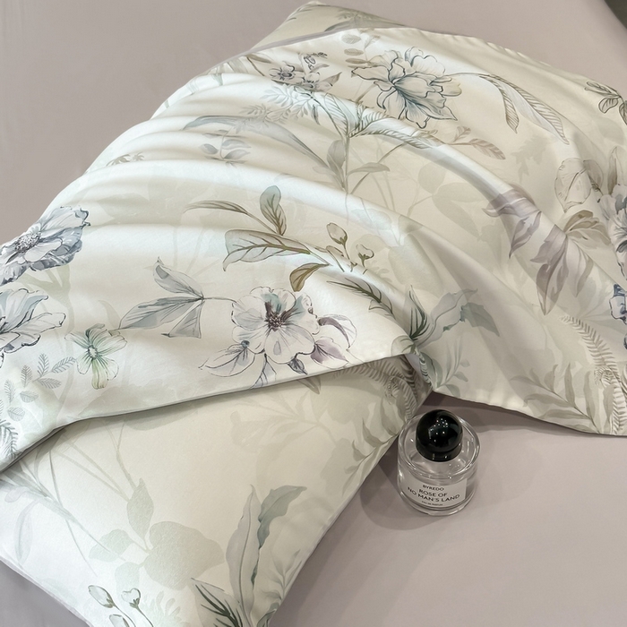 91家纺网 家纺一手货源 找家纺 慕晨 2025新款莱赛尔天丝数码印花四件套莱赛尔夏被四件套天丝夏凉被直播热款夏被被子被芯 寻光 浅绿