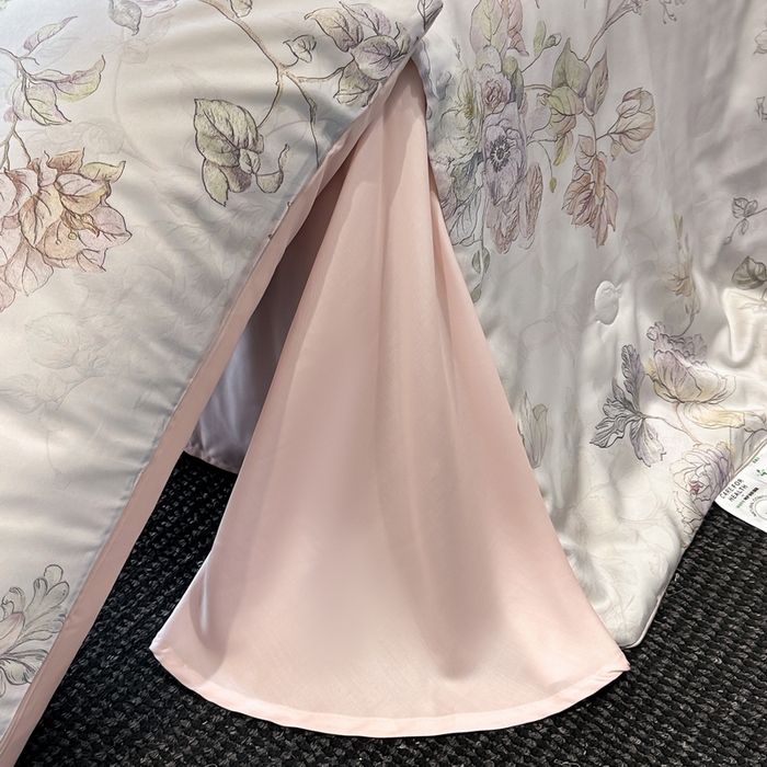 91家纺网 家纺一手货源 找家纺 慕晨 2025新款莱赛尔天丝数码印花四件套莱赛尔夏被四件套天丝夏凉被直播热款夏被被子被芯 韵眠 粉