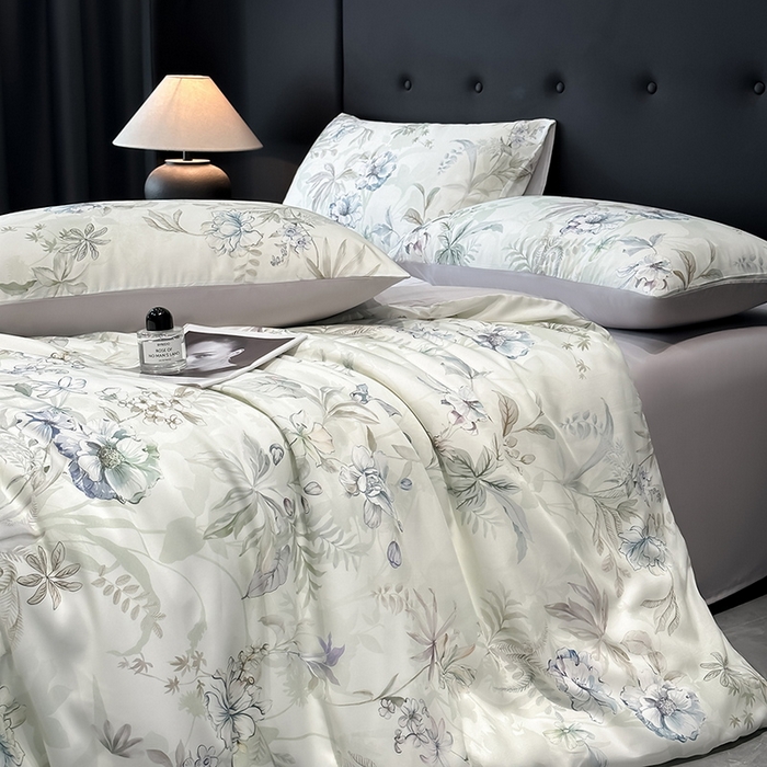 91家纺网 家纺一手货源 找家纺 （总）慕晨 2025新款莱赛尔天丝数码印花四件套莱赛尔夏被四件套天丝夏凉被直播热款四件套