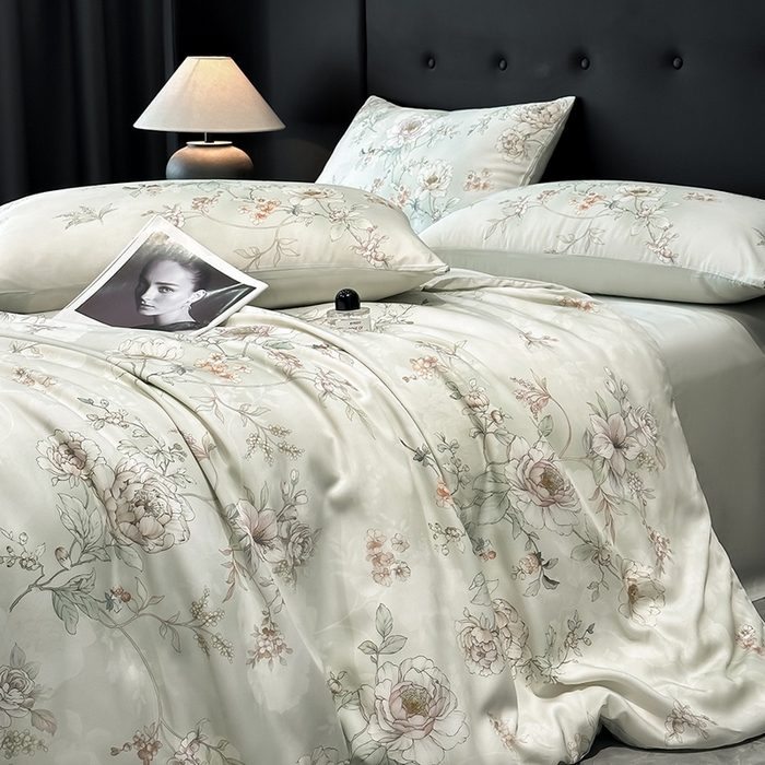 91家纺网 家纺一手货源 找家纺 （总）慕晨 2025新款莱赛尔天丝数码印花四件套莱赛尔夏被四件套天丝夏凉被直播热款四件套