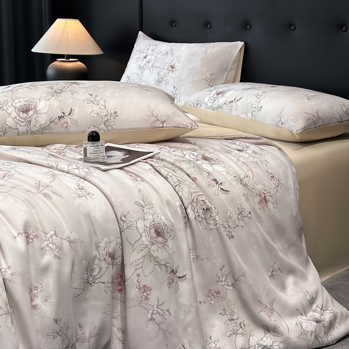 91家纺网 家纺一手货源 找家纺 （总）慕晨 2025新款莱赛尔天丝数码印花四件套莱赛尔夏被四件套天丝夏凉被直播热款四件套