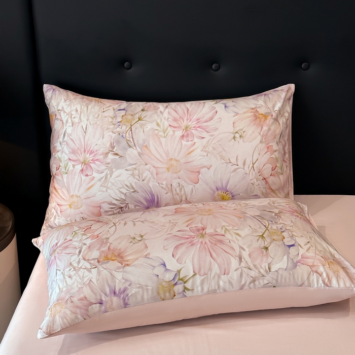 91家纺网 家纺一手货源 找家纺 慕晨 2025新款莱赛尔天丝数码印花四件套莱赛尔夏被四件套天丝夏凉被直播热款夏被被子被芯 芷韵  粉