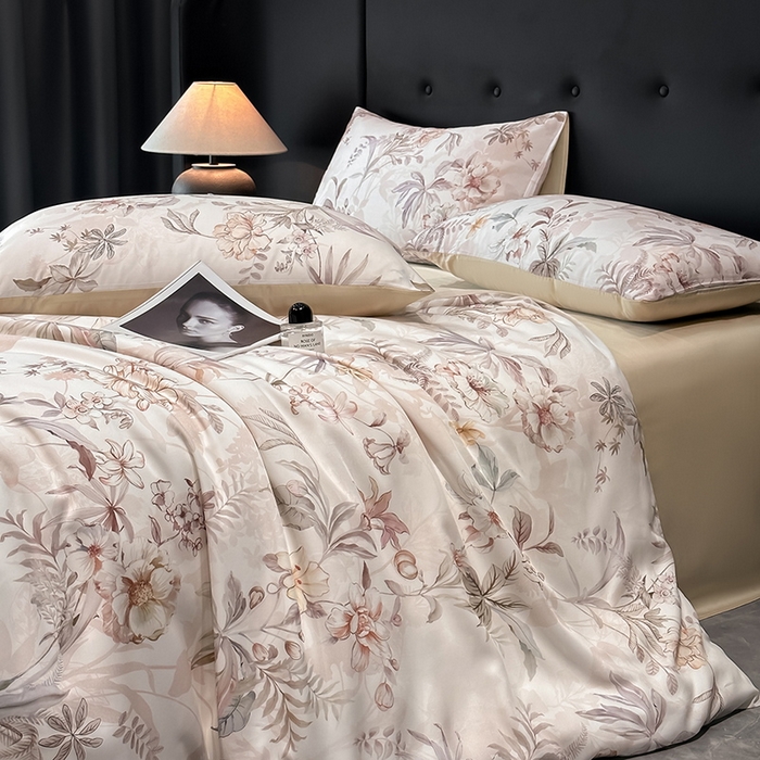 91家纺网 家纺一手货源 找家纺 （总）慕晨 2025新款莱赛尔天丝数码印花四件套莱赛尔夏被四件套天丝夏凉被直播热款四件套