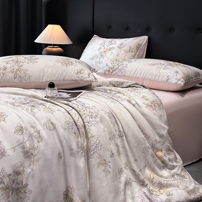 91家纺网 家纺一手货源 找家纺 （总）慕晨 2025新款莱赛尔天丝数码印花四件套莱赛尔夏被四件套天丝夏凉被直播热款四件套