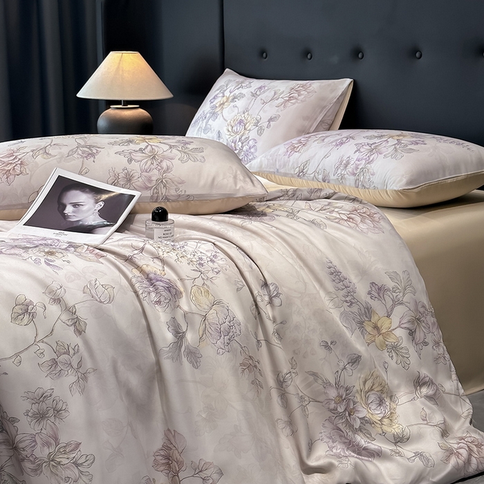 91家纺网 家纺一手货源 找家纺 （总）慕晨 2025新款莱赛尔天丝数码印花四件套莱赛尔夏被四件套天丝夏凉被直播热款四件套