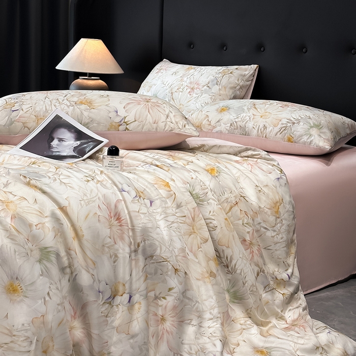 91家纺网 家纺一手货源 找家纺 （总）慕晨 2025新款莱赛尔天丝数码印花四件套莱赛尔夏被四件套天丝夏凉被直播热款四件套