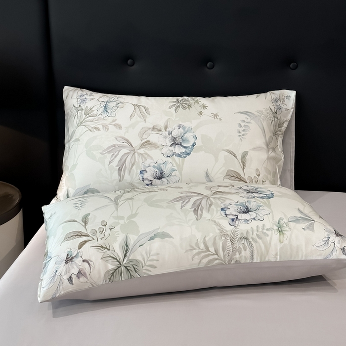 91家纺网 家纺一手货源 找家纺 慕晨 2025新款莱赛尔天丝数码印花四件套莱赛尔夏被四件套天丝夏凉被直播热款四件套 寻光 浅绿