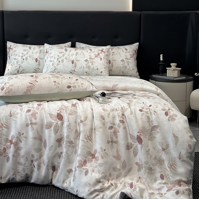 91家纺网 家纺一手货源 找家纺 慕晨 2025新款莱赛尔天丝数码印花四件套莱赛尔夏被四件套天丝夏凉被直播热款四件套 藏幽 绿